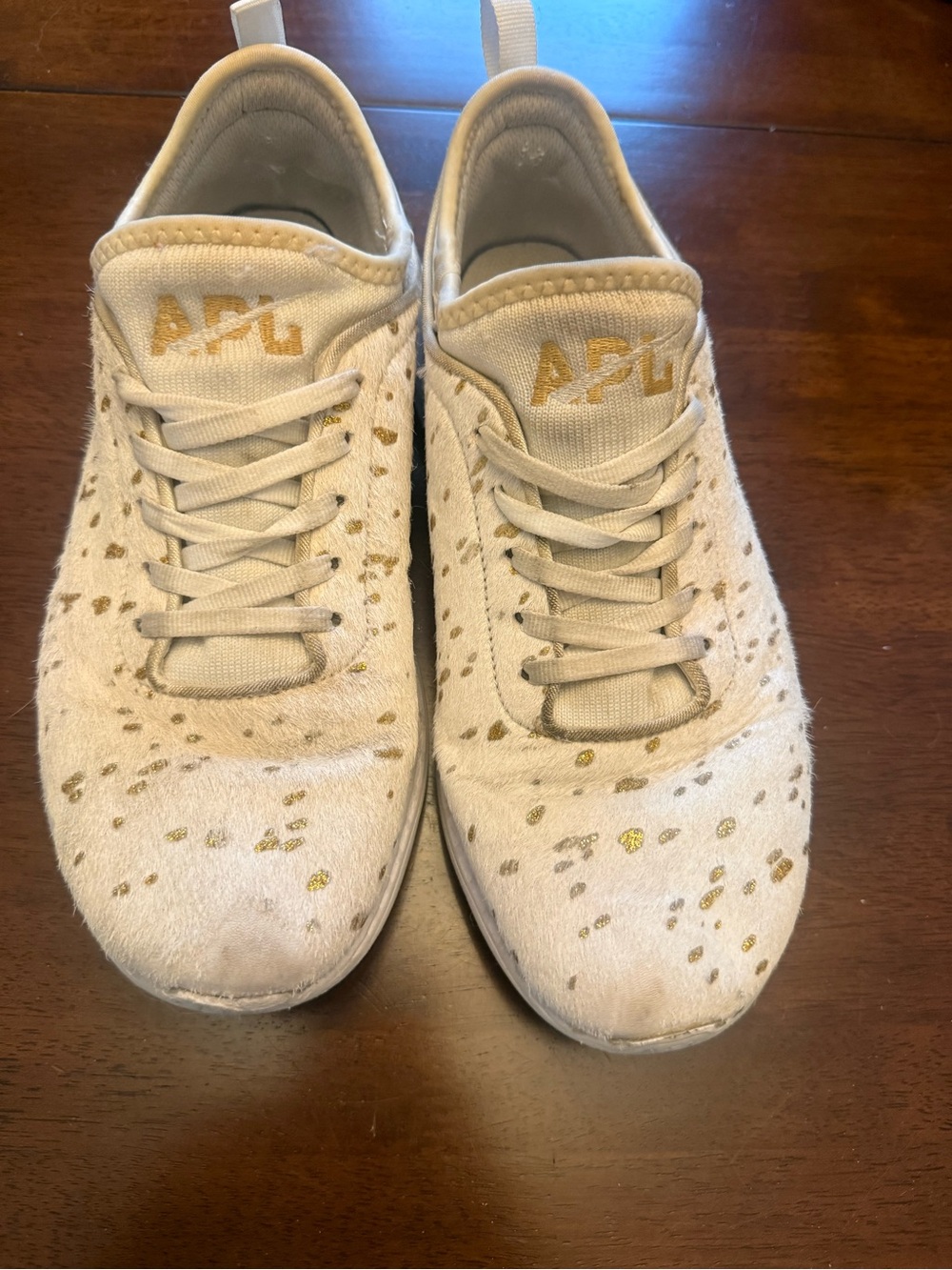 APL Women’s Calf Hair Cream Sneakers with Gold Speckle